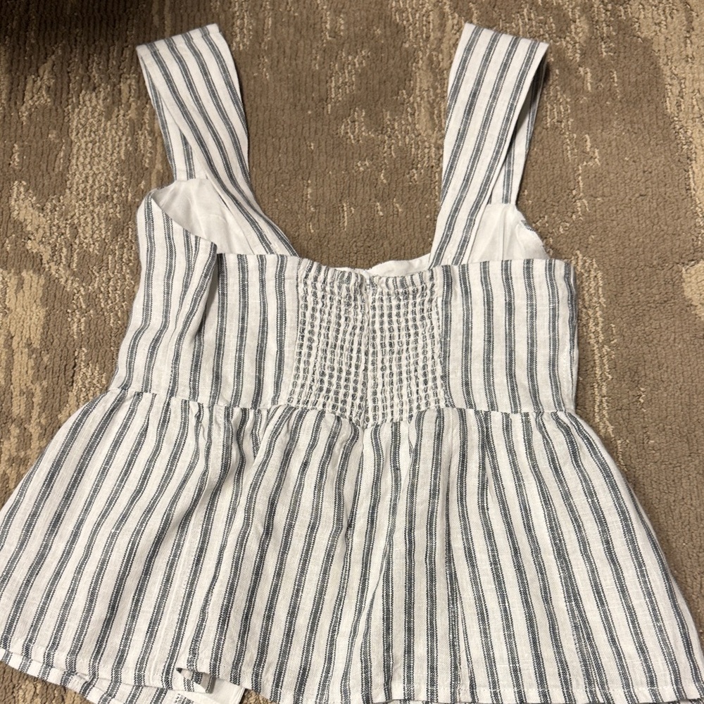 Reformation Blue and White Striped Button-Up Blouse - Picture 4 of 6